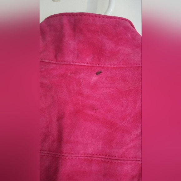 Arizona Jean Company Zip Up Vest 100% Leather Hot Pink Vintage - Picture 6 of 7